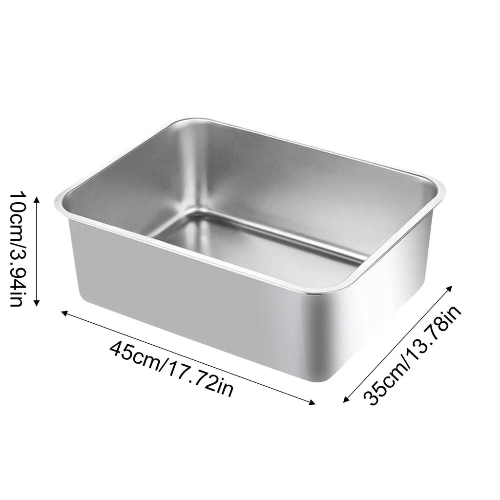 Bandeja de Arena para Gatos de Acero Inoxidable de Bordes Altos