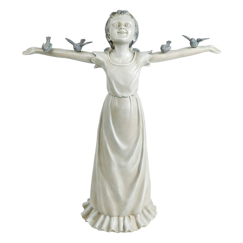 Estatua de Jardín de Niña en Material de Alta Calidad para Uso Exterior