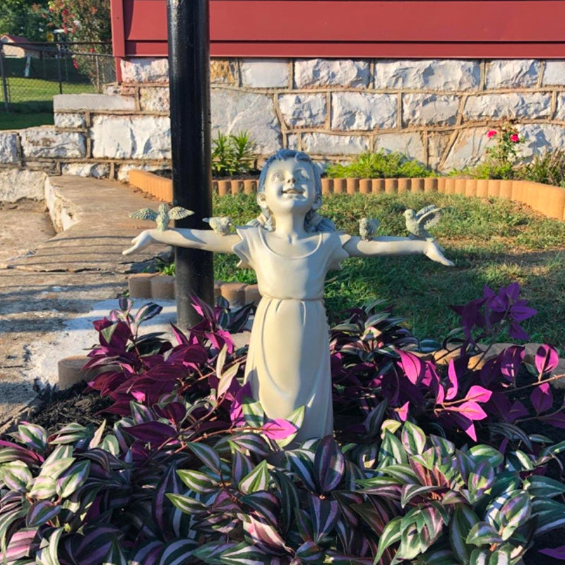 Estatua de Jardín de Niña en Material de Alta Calidad para Uso Exterior