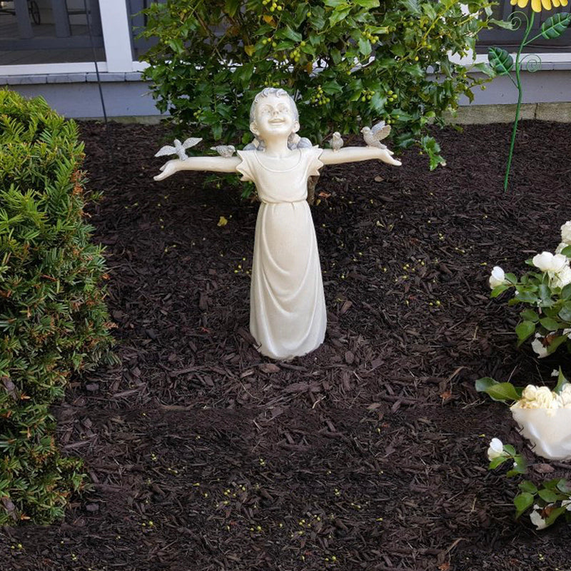 Estatua de Jardín de Niña en Material de Alta Calidad para Uso Exterior