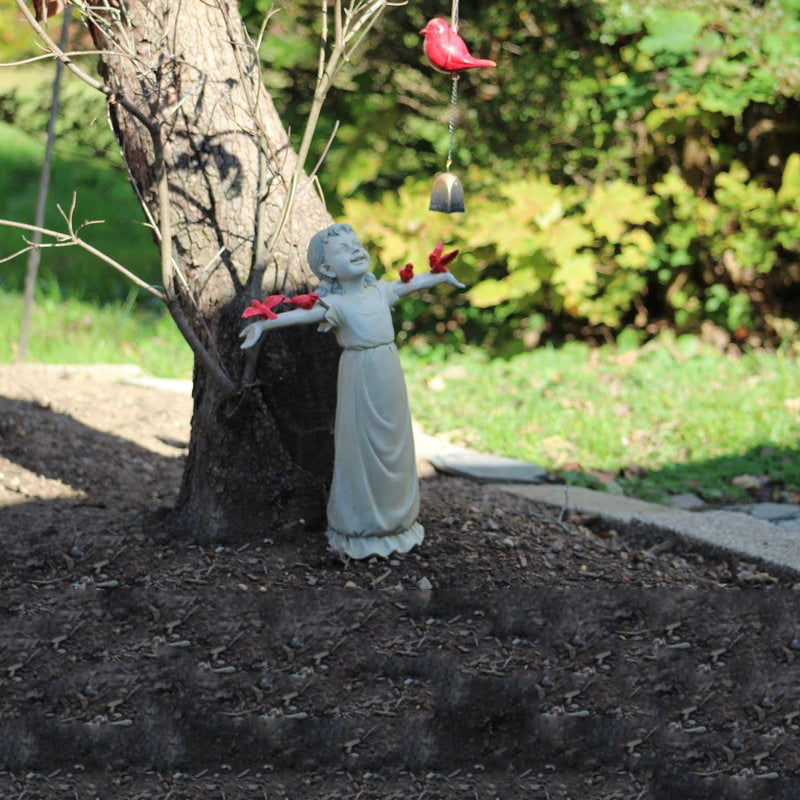 Estatua de Jardín de Niña en Material de Alta Calidad para Uso Exterior