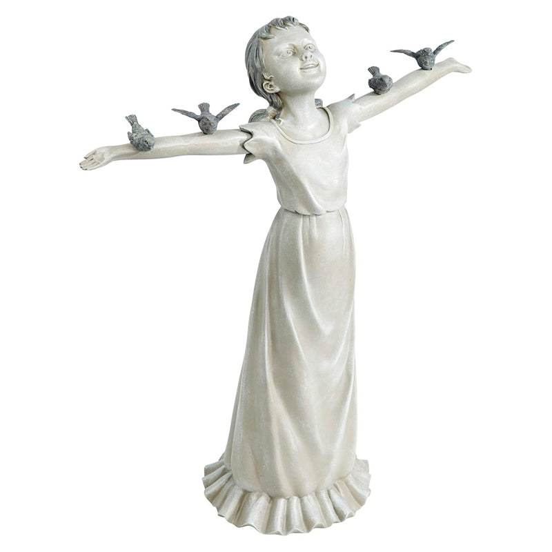 Estatua de Jardín de Niña en Material de Alta Calidad para Uso Exterior