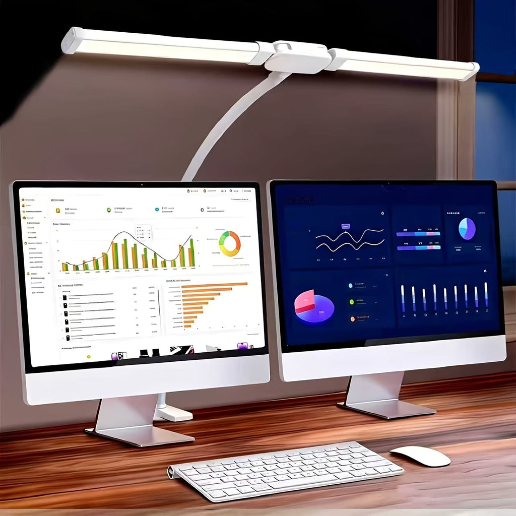 GLOWNEST - Lámpara de Mesa LED Doble Cabezal Moderna Alimentada por USB con Brazo Flexible