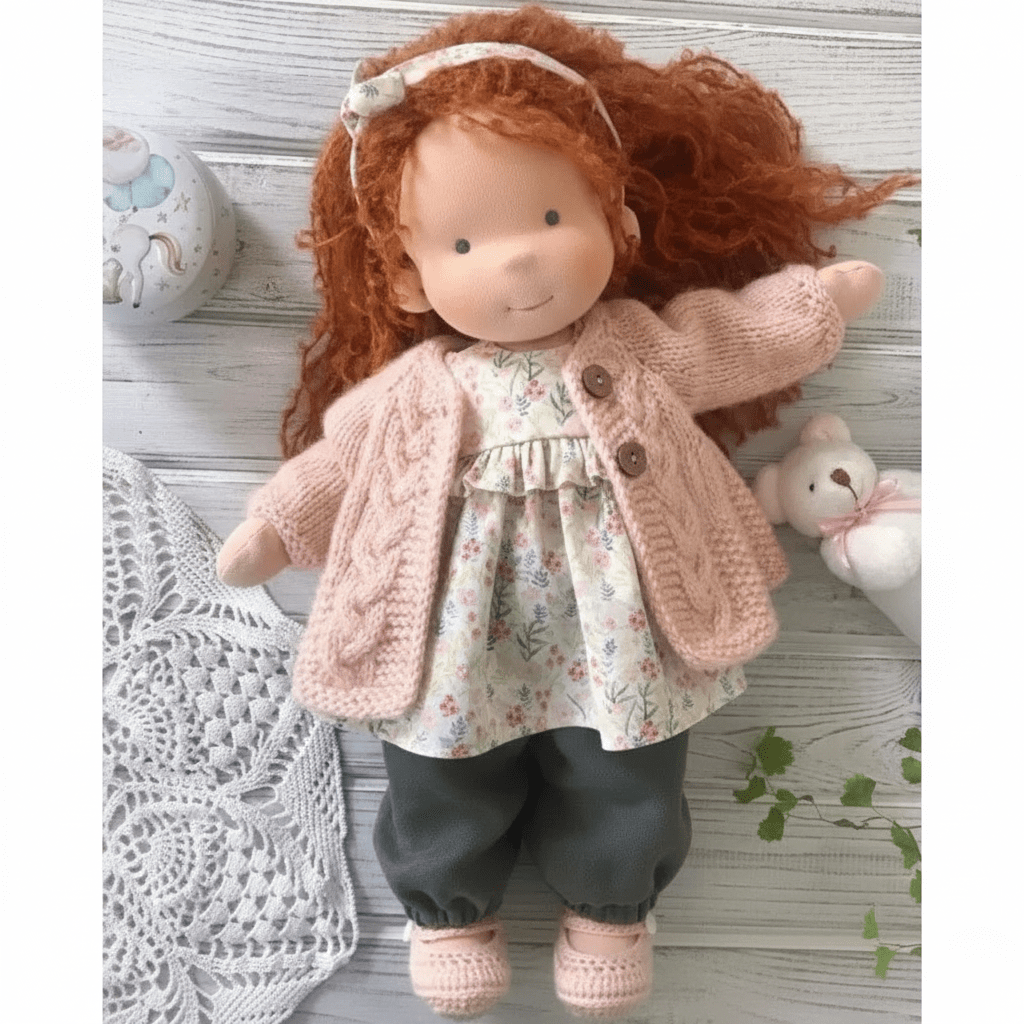 Selina – Muñeca Waldorf de algodón hecha a mano para juegos creativos
