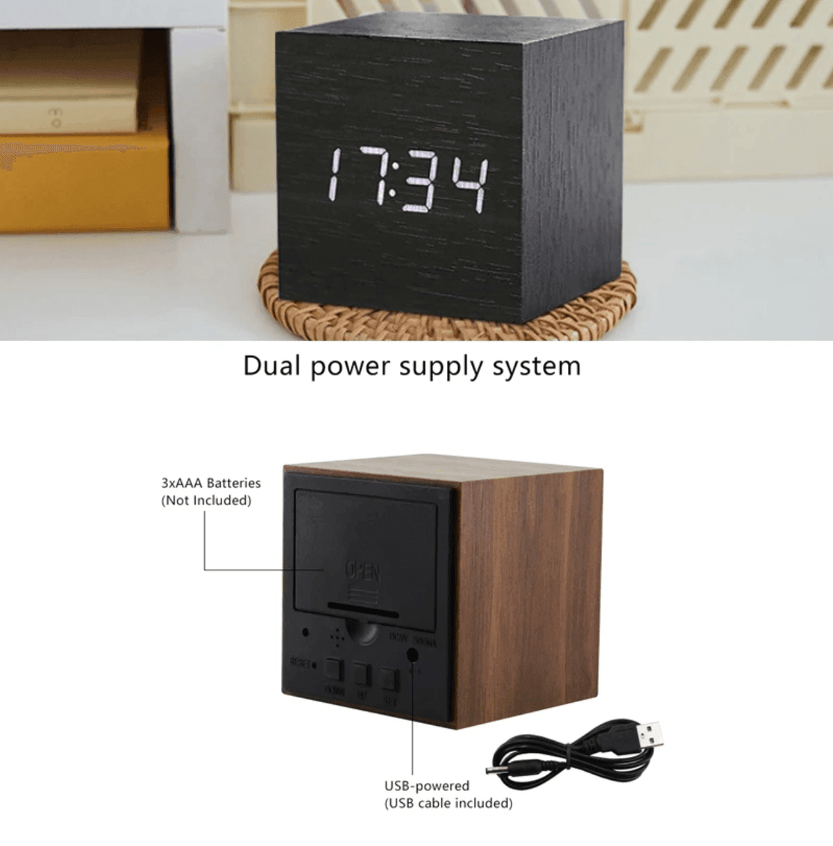 Reloj LED Digital de Madera