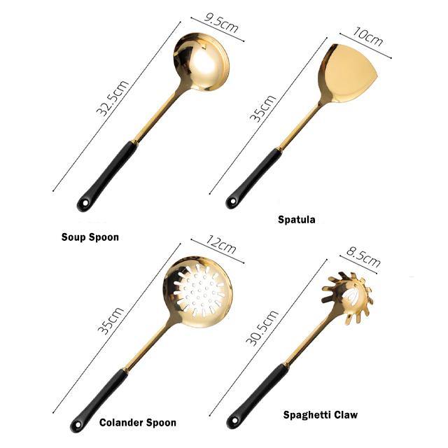 Utensilios de Cocina Dorados con Soporte