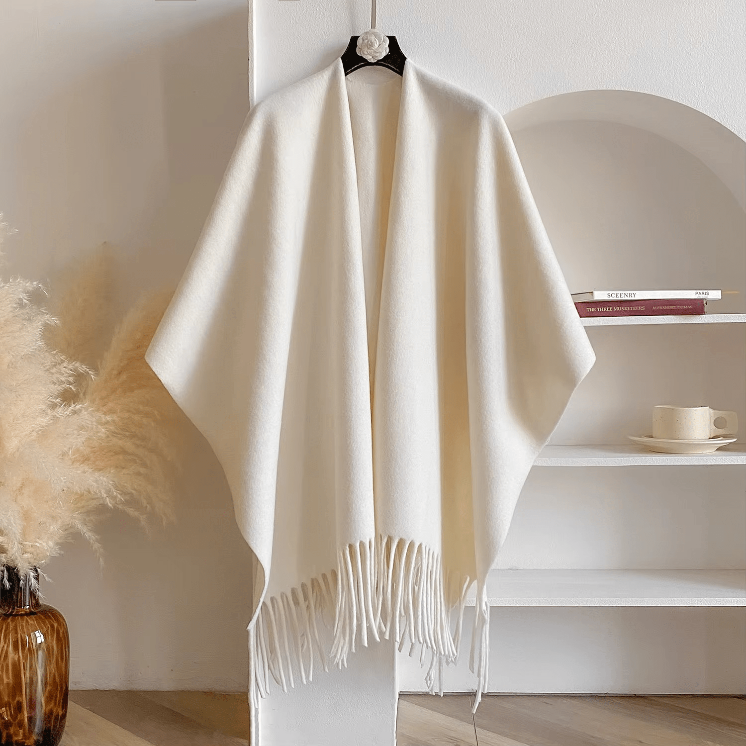 CosyDrape – Poncho Dama Doble Cara de Mezcla de Cachemira con Calidez de Lujo