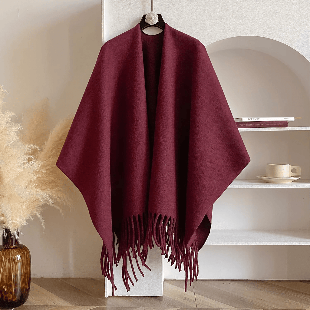 CosyDrape – Poncho Dama Doble Cara de Mezcla de Cachemira con Calidez de Lujo