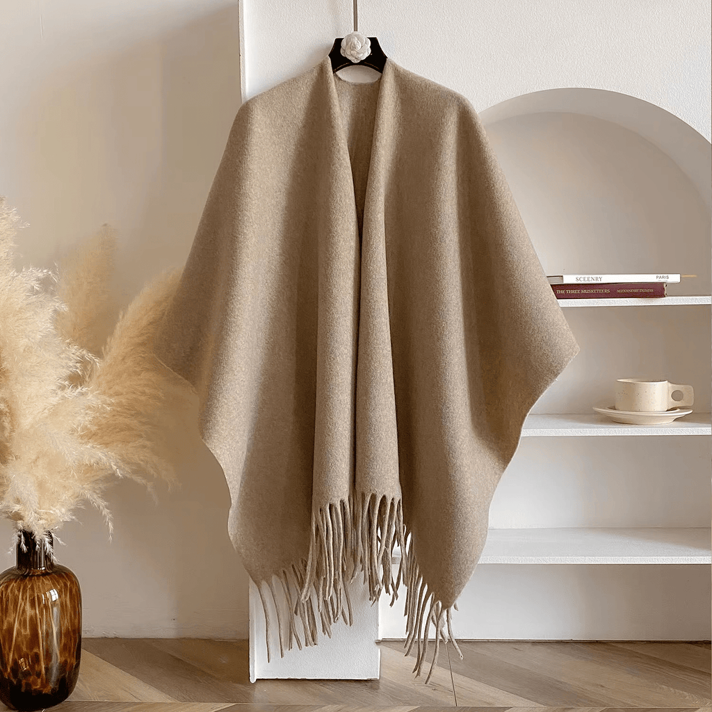 CosyDrape – Poncho Dama Doble Cara de Mezcla de Cachemira con Calidez de Lujo