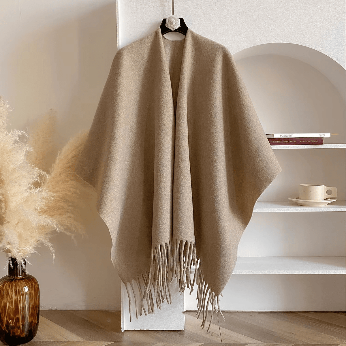 CosyDrape – Poncho Dama Doble Cara de Mezcla de Cachemira con Calidez de Lujo