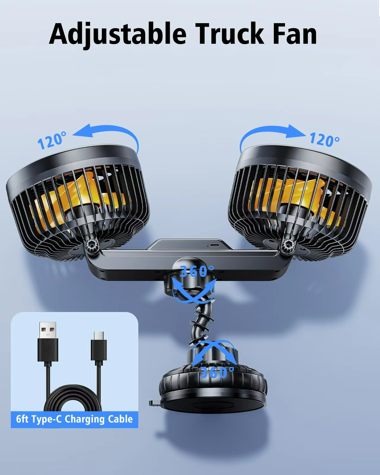Kalsten | Ventilador de Coche AeroBreeze | Ventilador inalámbrico con batería de 4000 mAh y 3 velocidades