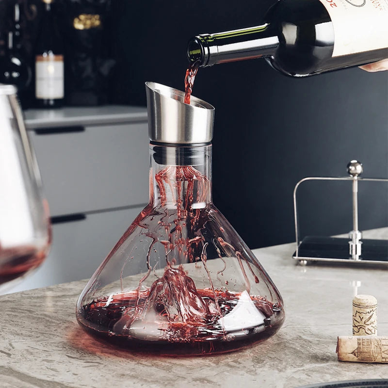 Decantador de Vino de Cristal con Aireación de 12 Canales y Filtro Integrado