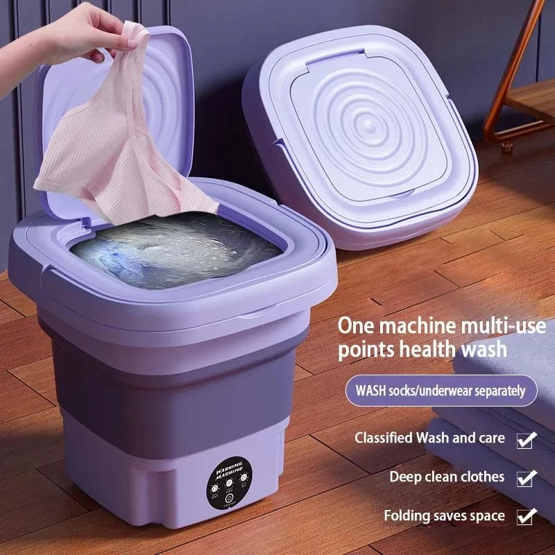 Lavadora Portátil Plegable con Secadora | Mini Lavadora de Ropa