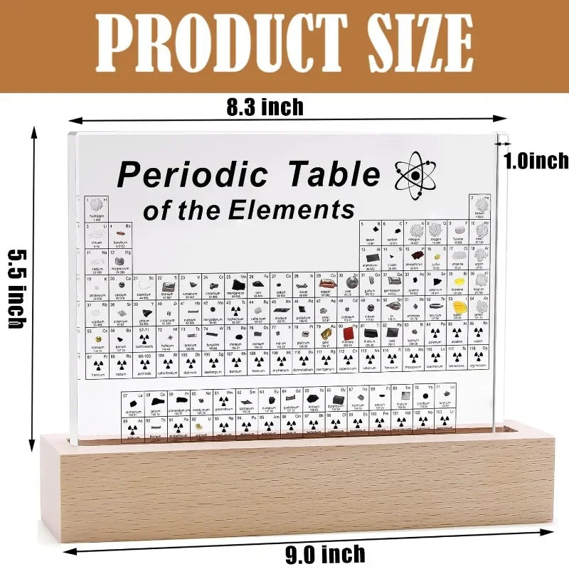 Tabla Periódica Acrílica con Base de Luz de Madera