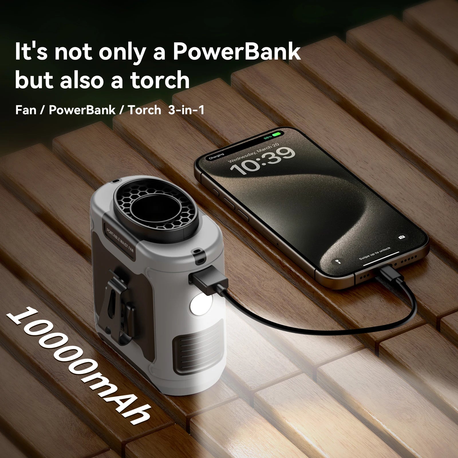 Ventilador Portátil de Cintura de 10000mAh para Exterior