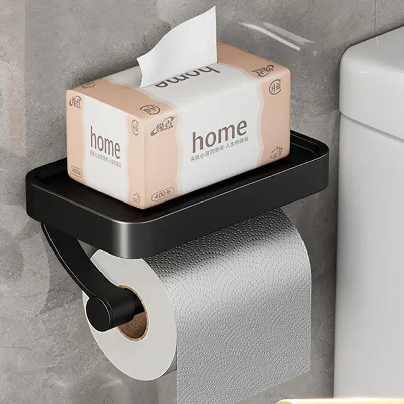 Soporte de papel higiénico de acero inoxidable con estante