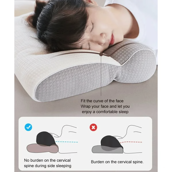 Almohada Ergonómica de Plumón de Ganso, Almohada de Soporte Cervical y Confort, Almohada que Mejora el Sueño