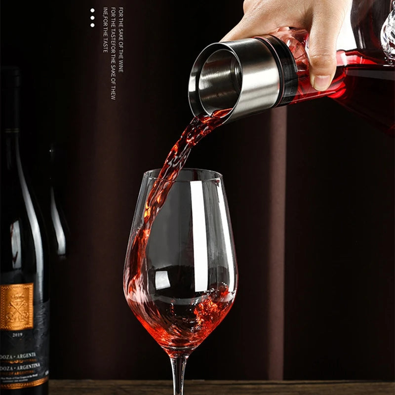 Decantador de Vino de Cristal con Aireación de 12 Canales y Filtro Integrado
