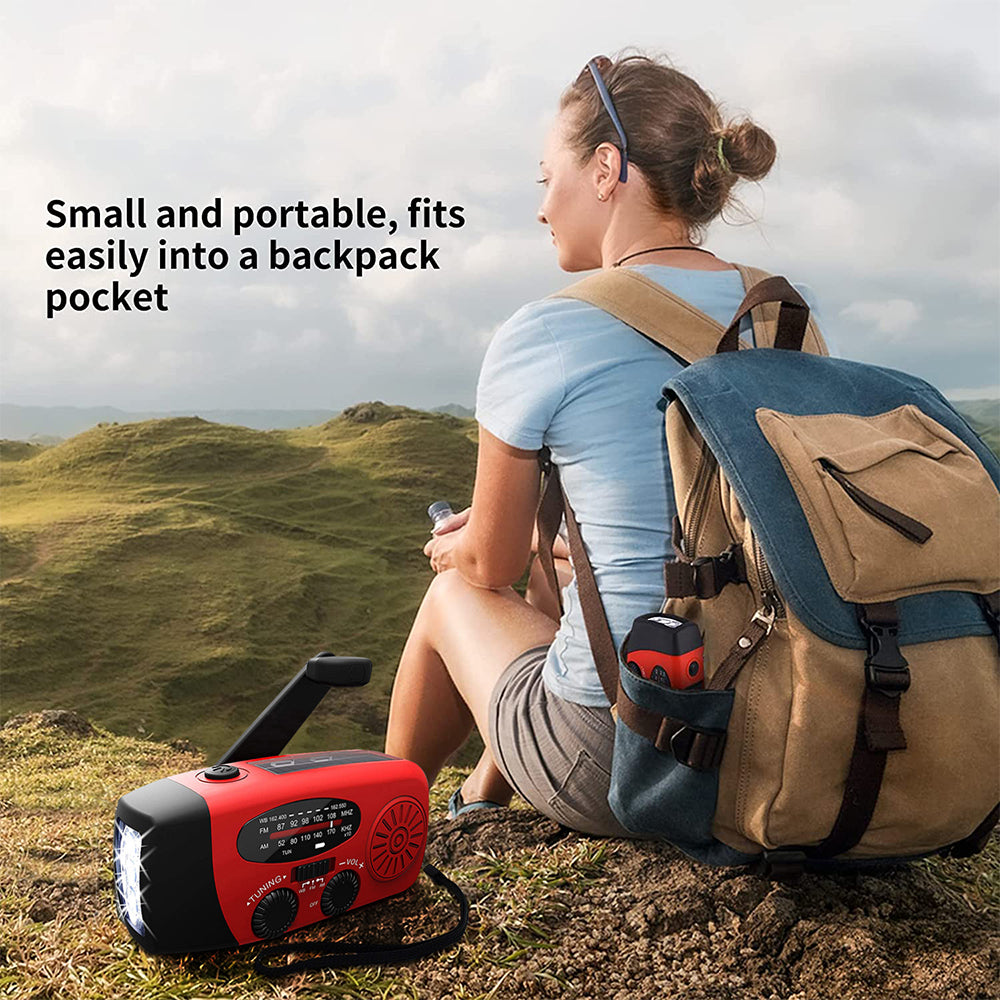 Radio de Emergencia Autopropulsada – Manivela, Solar, Linterna y Powerbank – Radio FM/AM, Indispensable para Desastres y Emergencias