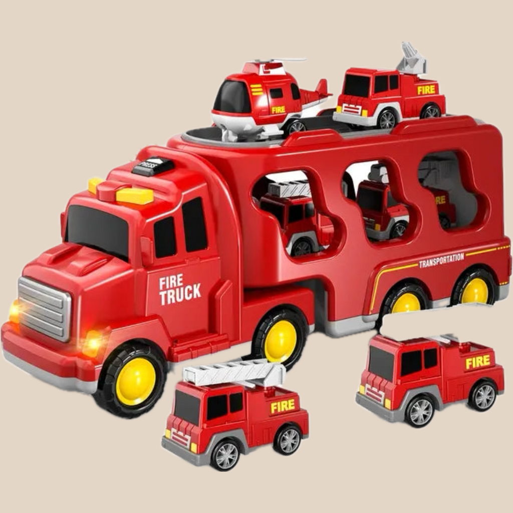 Camión de Juguete de Doble Piso - Bomberos y Construcción con Música