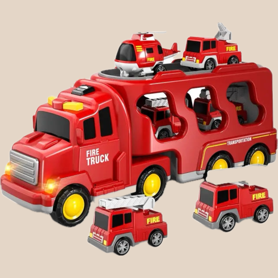 Camión de Juguete de Doble Piso - Bomberos y Construcción con Música