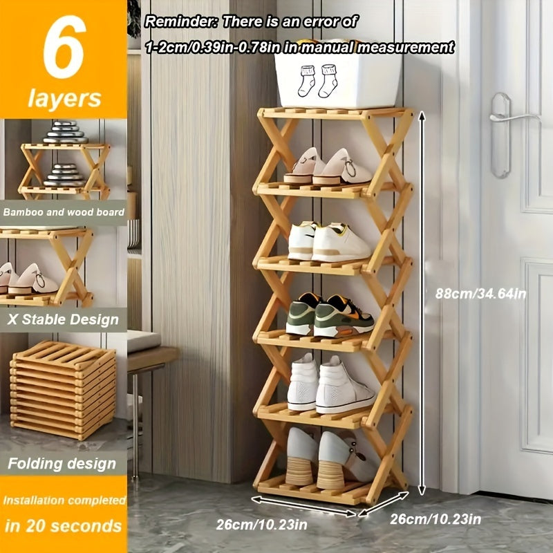Estante para Zapatos de Bambú Inteligente – Compacto y Práctico para Cualquier Entrada