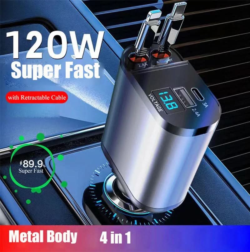 Cargador rápido de coche con puerto USB dual 4 en 1
