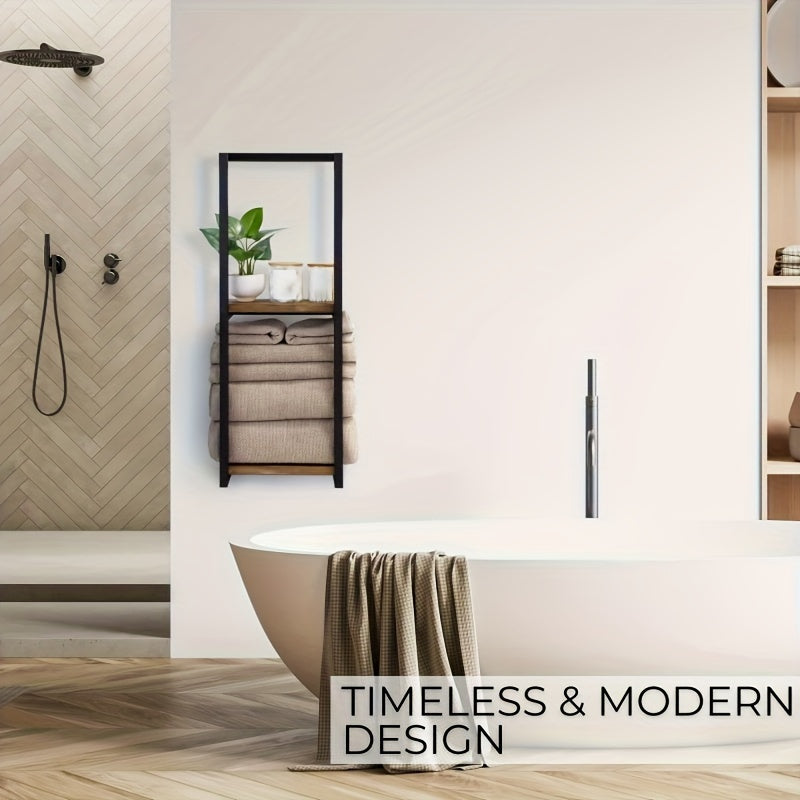 Estante de Toallas Industrial con Estantes – Mueble de Pared Elegante y Funcional