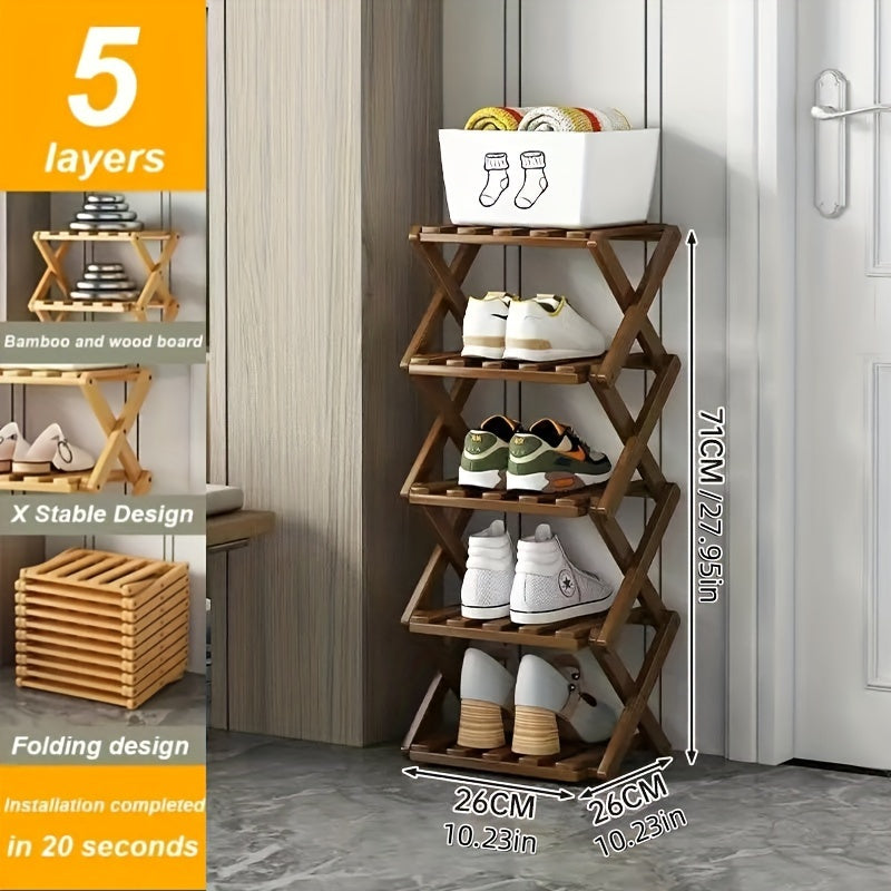 Estante para Zapatos de Bambú Inteligente – Compacto y Práctico para Cualquier Entrada