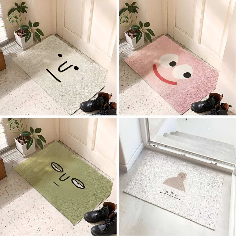 Alfombra de Entrada de PVC Antideslizante con Cara de Smiley