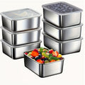 Set de Almacenamiento de Alimentos de Acero Inoxidable de 7 Piezas – Contenedores Apilables con Tapas de Plástico