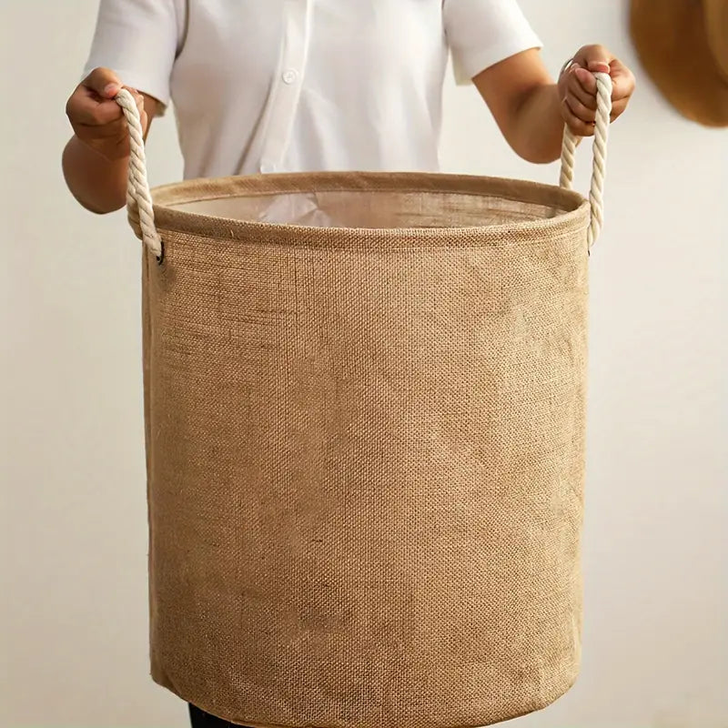 Cesta de Ropa Plegable Impermeable de Algodón y Lino