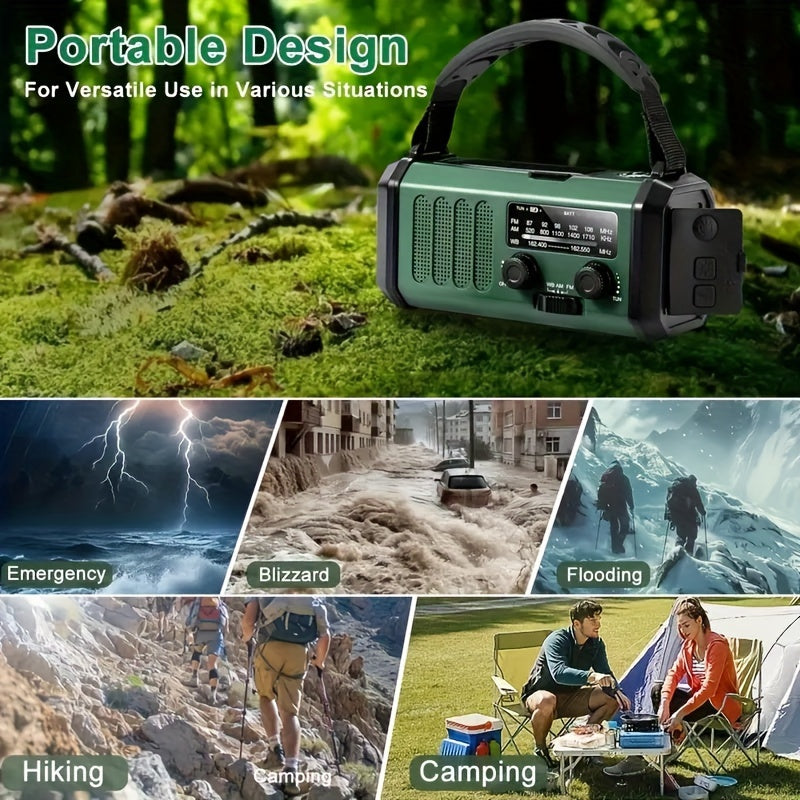 StormMate X10 Radio de emergencia con batería de 10.000 mAh | Solar, manivela & USB-C | Luz LED, alarma SOS & brújula | AM/FM/NOAA