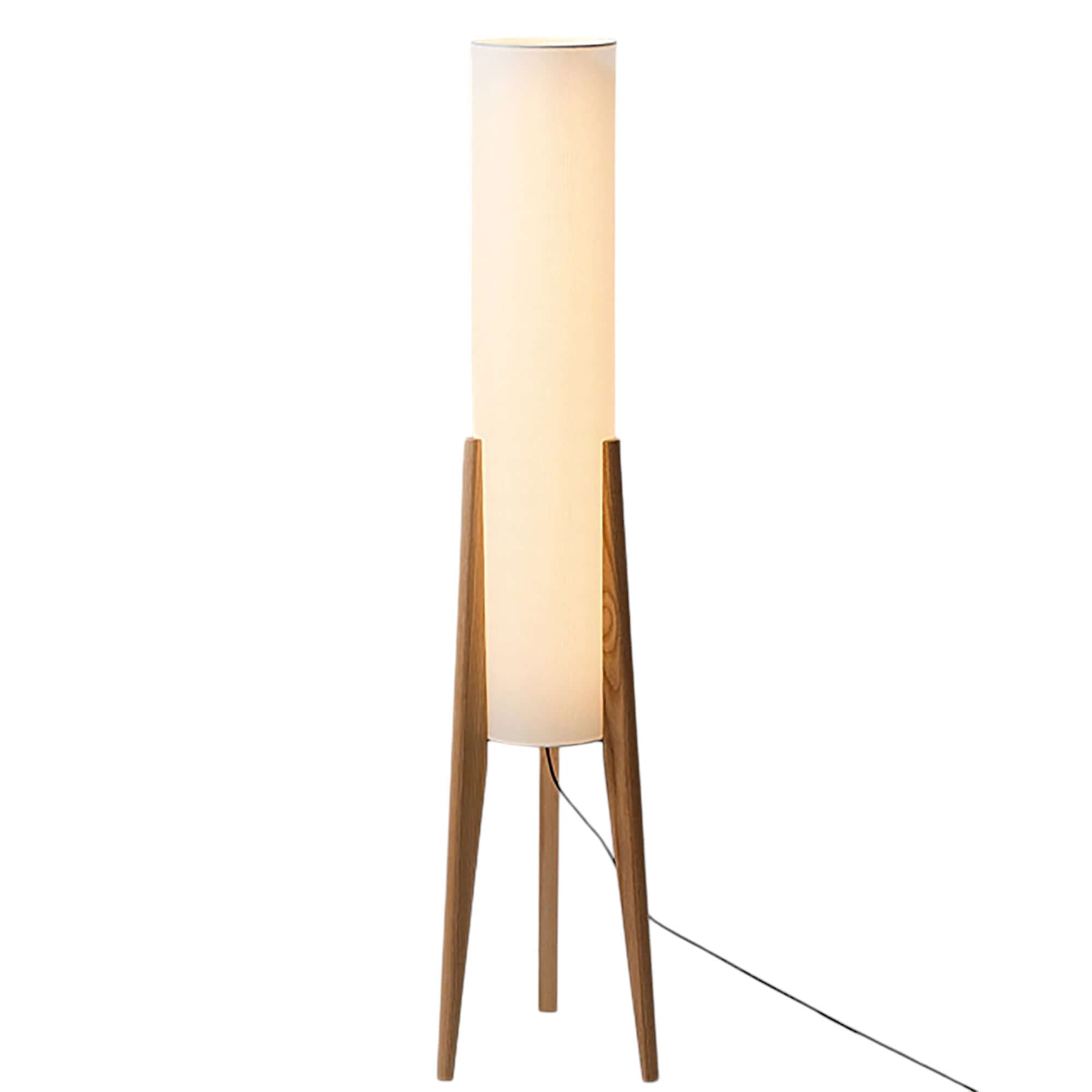 Lámpara de Pie de Madera Sólida con Pantalla de Tela