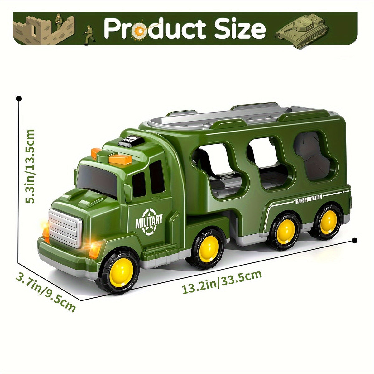ArmyForce 14-en-1 Set de Juguetes Militares - Camión con Tanques, Soldados y Efectos de Sonido