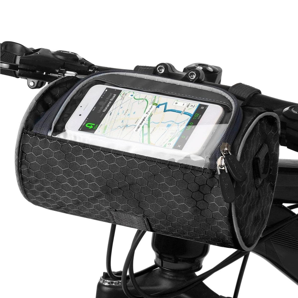 Bolsa Práctica para el Manillar de la Bicicleta con Soporte para Smartphone y Material Resistente al Agua