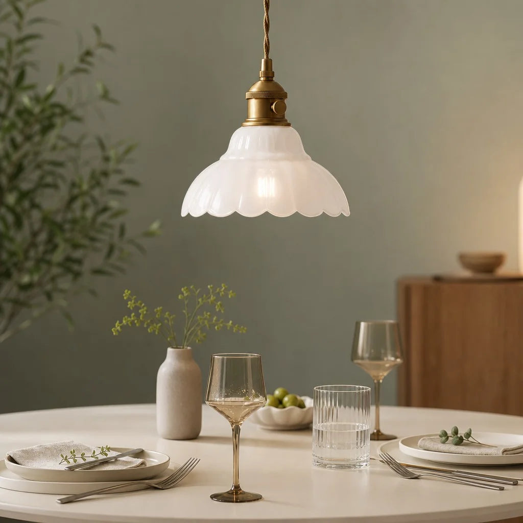 Lámpara Colgante de Vidrio Diseño Floral Vintage