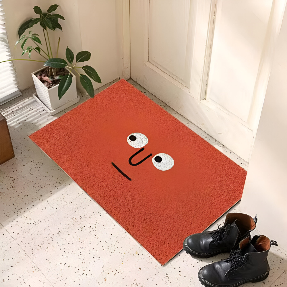 Alfombra de Entrada de PVC Antideslizante con Cara de Smiley