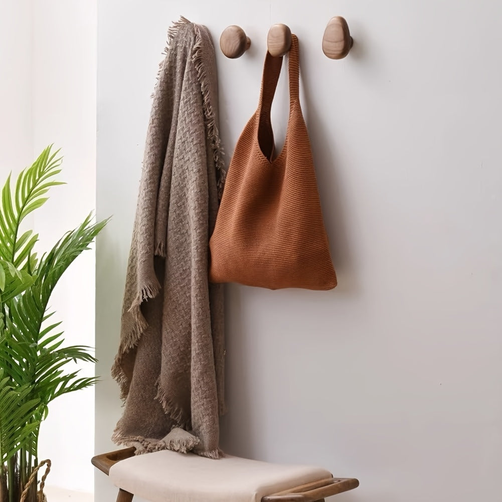 WoodCraft – Juego de 4 ganchos de pared de madera hechos a mano