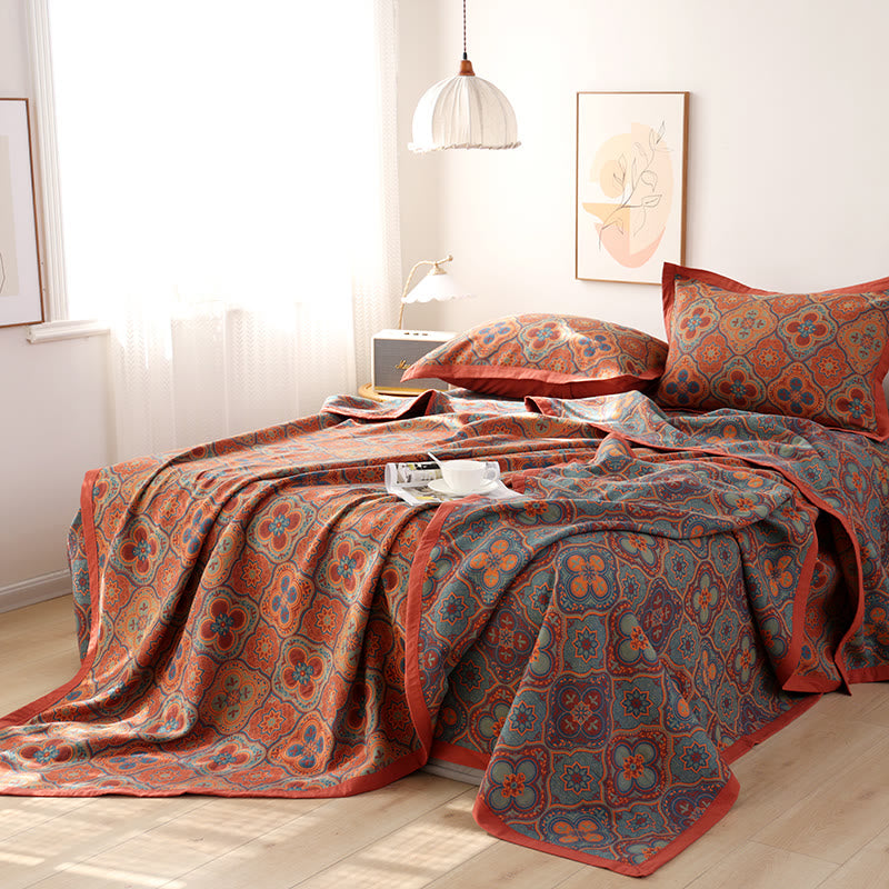 Colcha de Algodón Reversible con Patrón de Flores de Pétalos – Ropa de Cama para Verano y Todas las Temporadas, Disponible en Tamaños Individual, Doble, Reina y Rey
