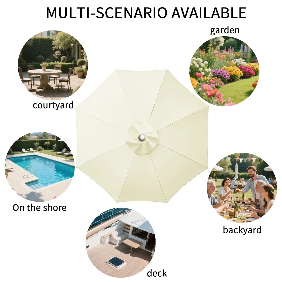 SunViva | Funda de protección solar impermeable de repuesto para sombrillas de 6/8 varillas | Exterior Jardín y Terraza