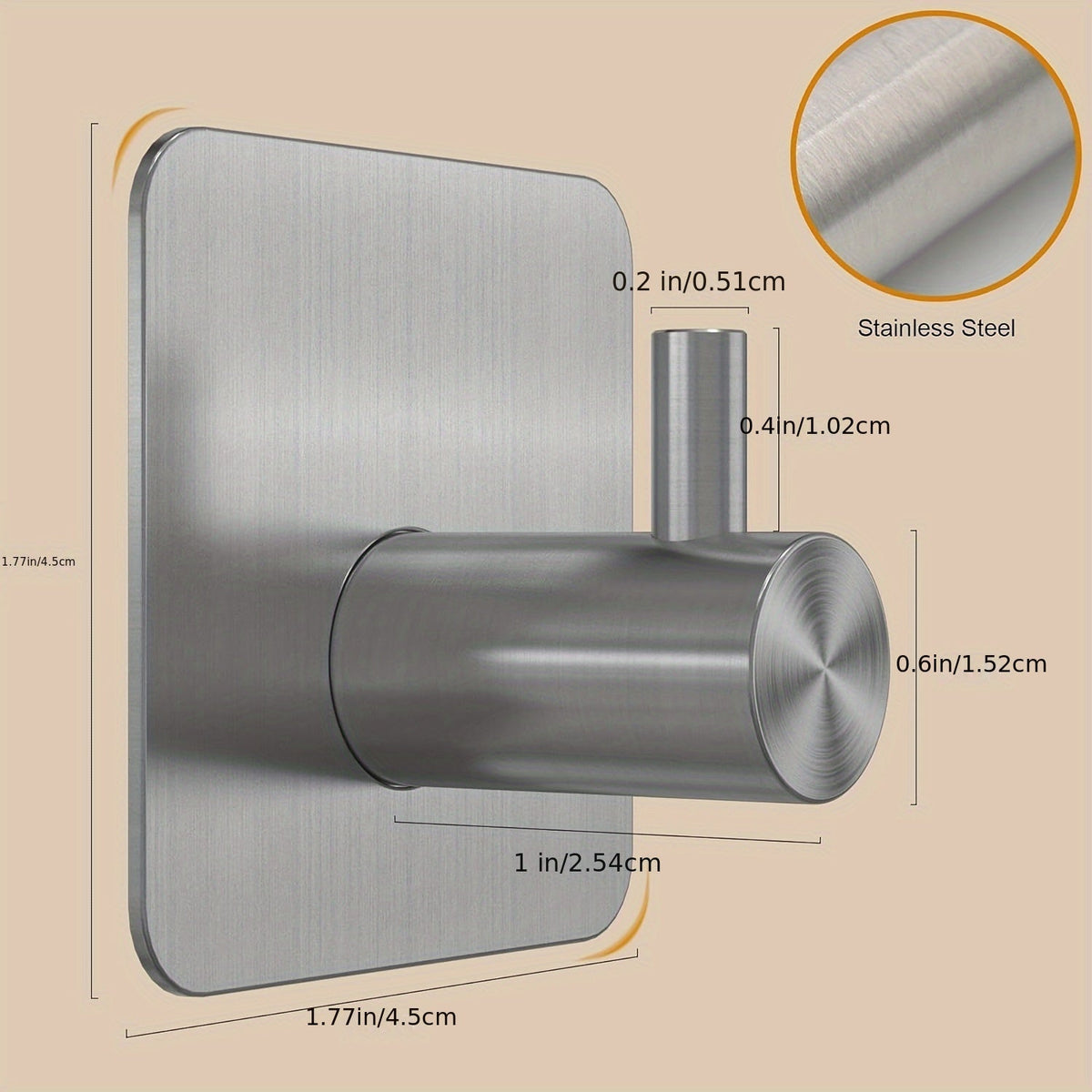 Set de Ganchos de Pared Autoadhesivos de Acero Inoxidable de 4 Piezas – Minimalista, Potente y Resistente al Agua