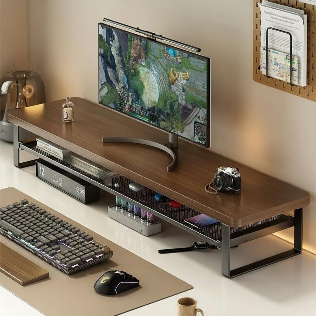 MONOSTAND - Soporte para computadora de doble capa con cajón de almacenamiento extraíble