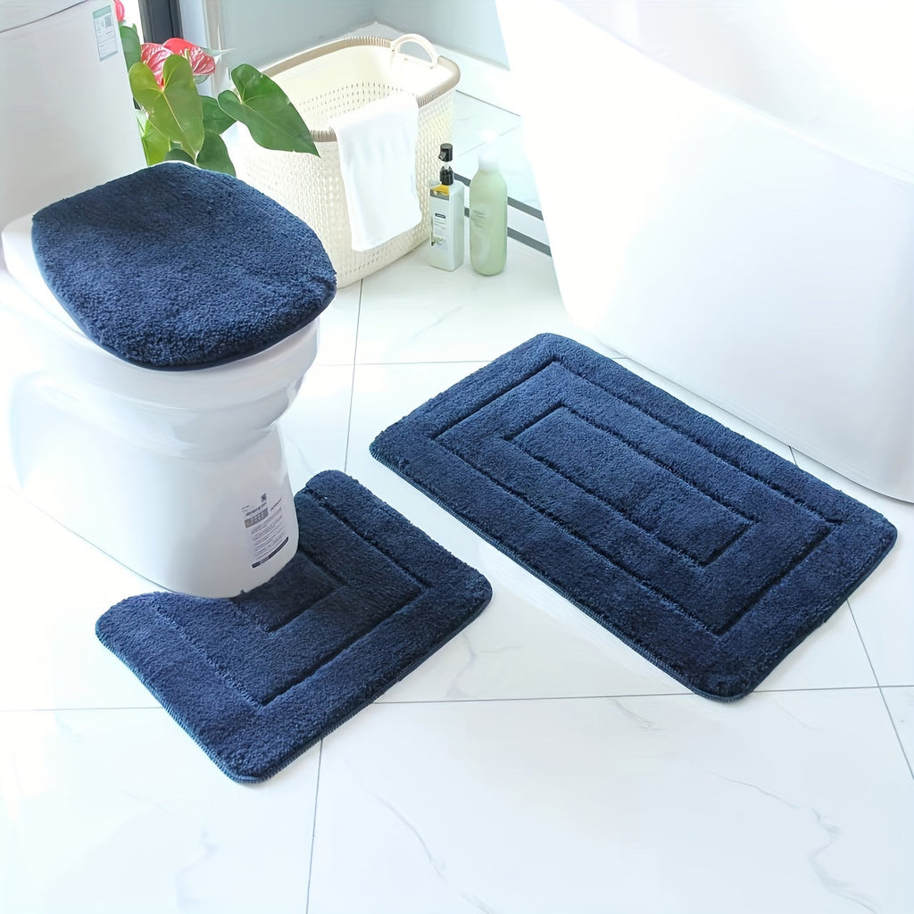 Juego de Alfombrillas de Baño de Microfibra de 3 Piezas – Rápido Secado y Absorbente