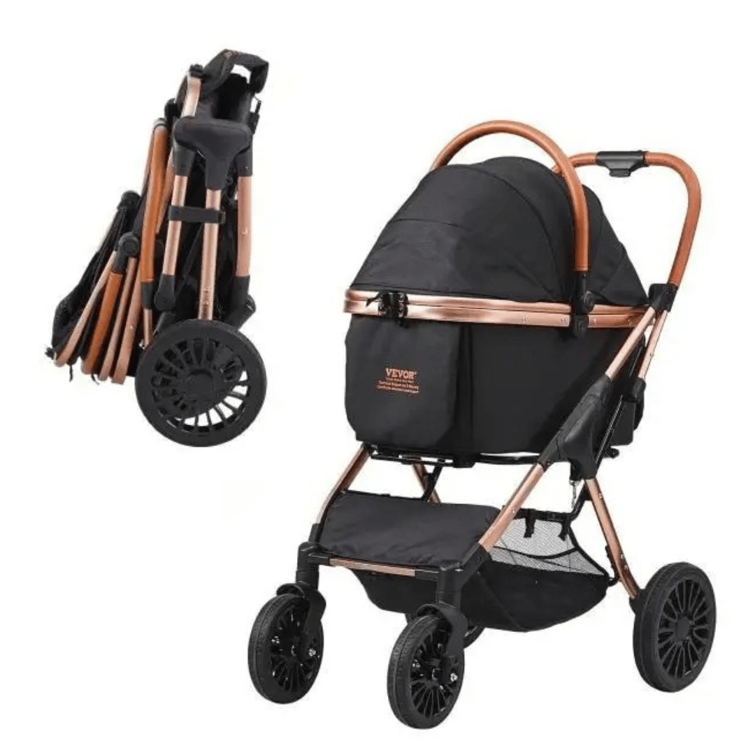 Carrito de Perro Plegable Fácil con Canasta Desmontable para Perros Pequeños
