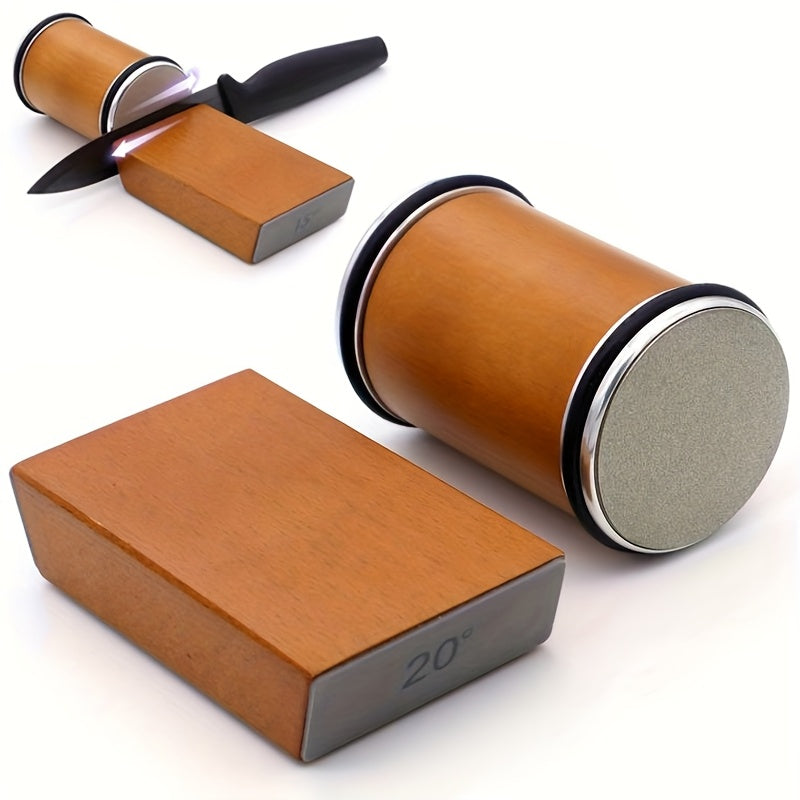 Set de piedra de afilar DuoCut | Piedra de diamante con soporte magnético | Ángulos de afilado de 15° y 20° | Madera y metal