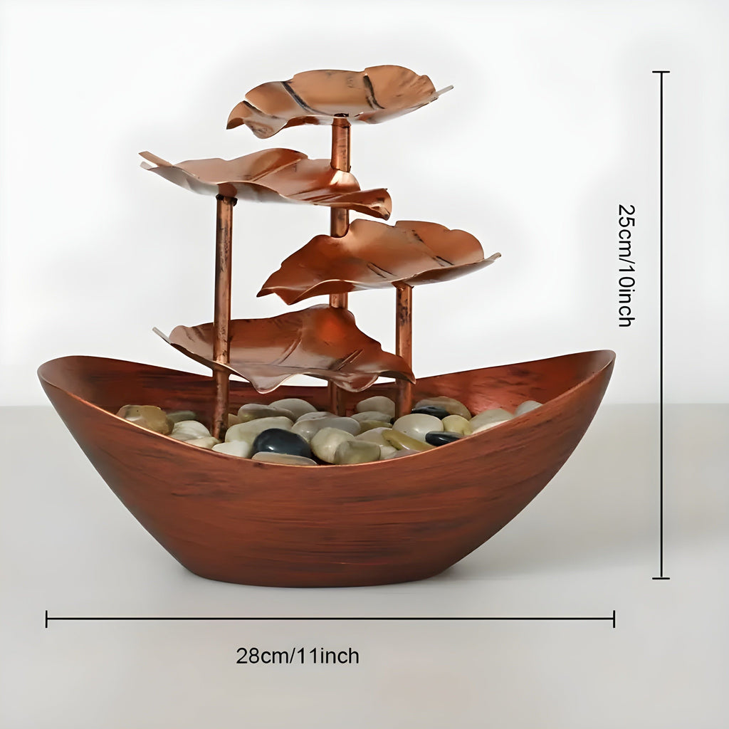 AquaAura - Fuente de Mesa con Luz LED Hecha de Hojas Relajantes