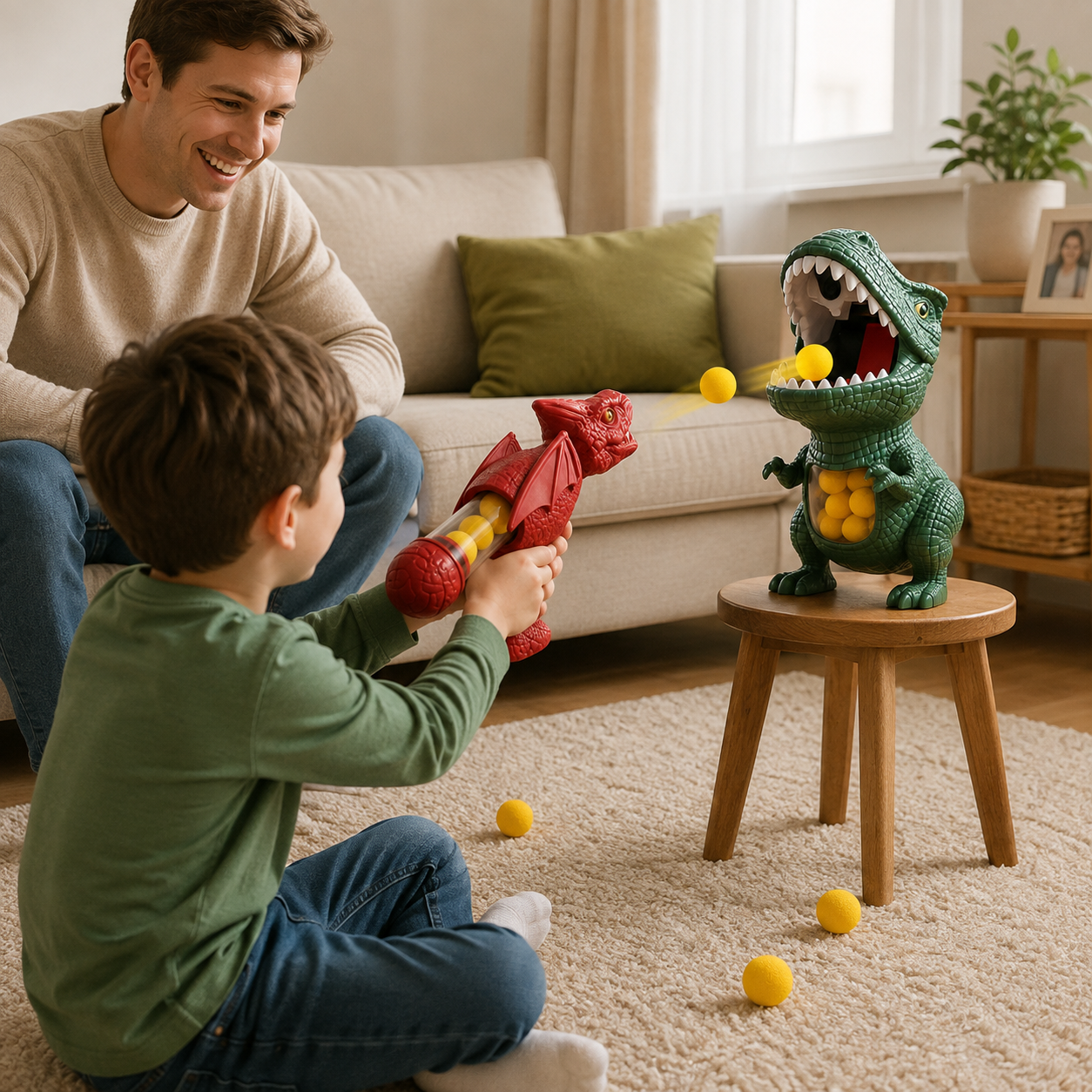 DINOPOP BLASTER – Jeu de tir de dinosaures pour enfants avec des balles en mousse souple et une cible