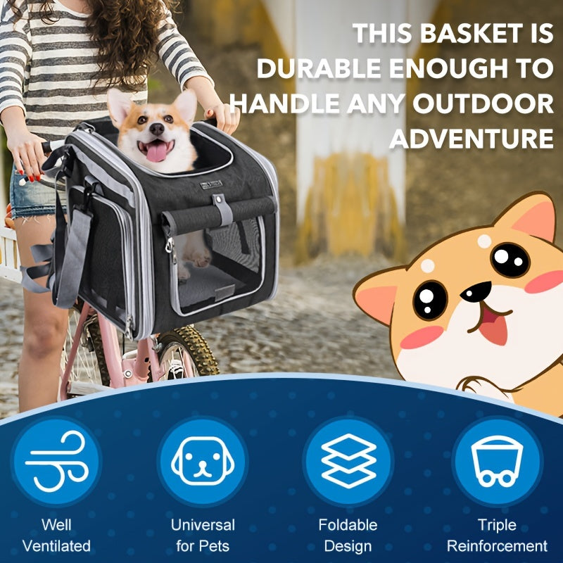 Cesta de Bicicleta Expandible para Mascotas – Cómoda y Segura para Perros y Gatos Pequeños
