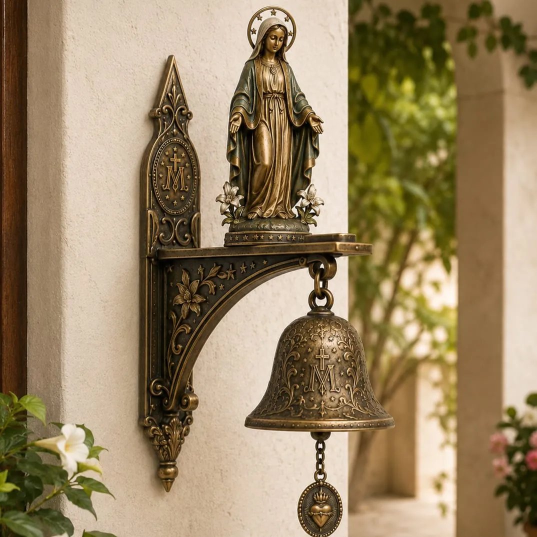Campana de Pared Bronce con Motivo de María